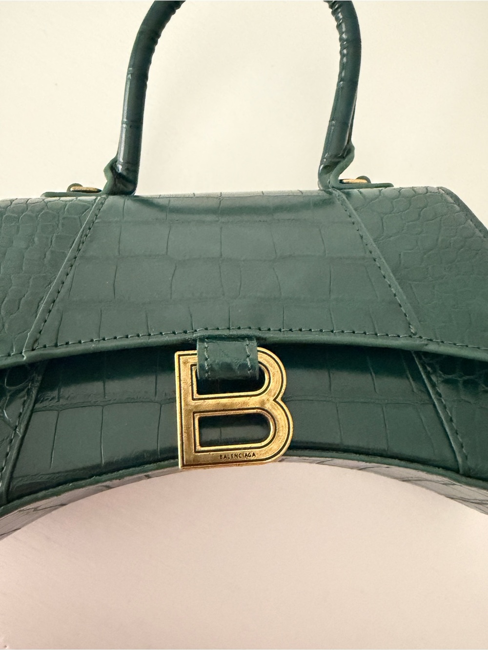 Balenciaga Forest Green Croc-Embossed Top Handle Mini Bag - Picture 3 of 5